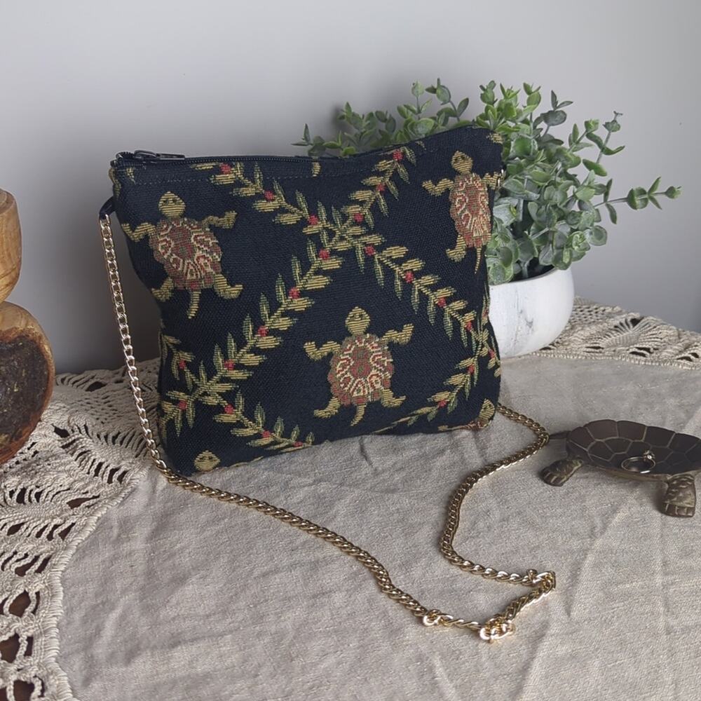 Vintage Tapestry Rare Turtle Crossbody Bag Coastal Y2K Chain Strap Purse
